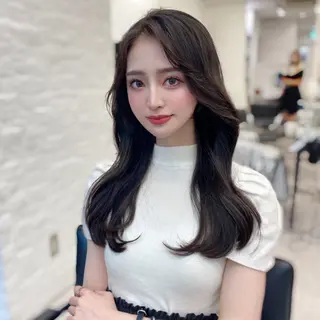 ロング カラー 韓国ヘア♡ 顔まわりカットayaのヘアスタイル