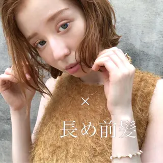 ミディアム パーマ 結べるレイヤーボブ くびれLady表参道のヘアスタイル