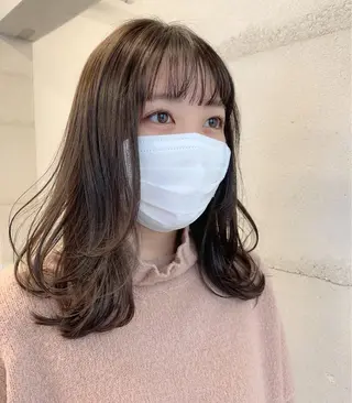 ミディアム カラー 透明感/オリーブ/ グレージュ/YUKAのヘアスタイル