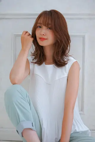 セミロング カラー パーマ モリシュンスケ /レイヤー/髪質改善のヘアスタイル