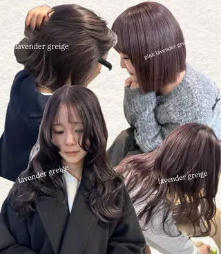 セミロング カラー ミルクティー× グレージュMOMOのヘアスタイル