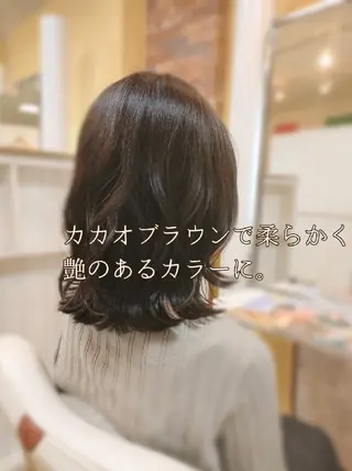ミディアム カラー パーマ 野田 茉希のヘアスタイル
