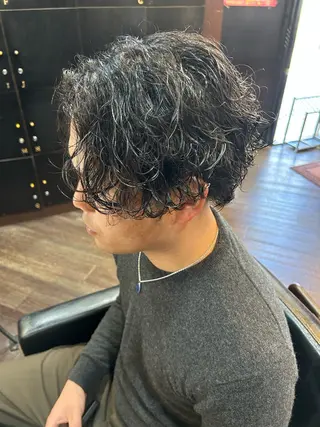 ミディアム パーマ メンズ 大阪/梅田/シャドウ パーマ/ノボリユウタのヘアスタイル