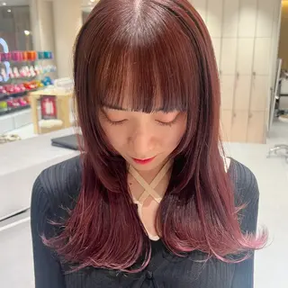 ミディアム 🫧暖色愛され透明感 🍒カラー千優のヘアスタイル