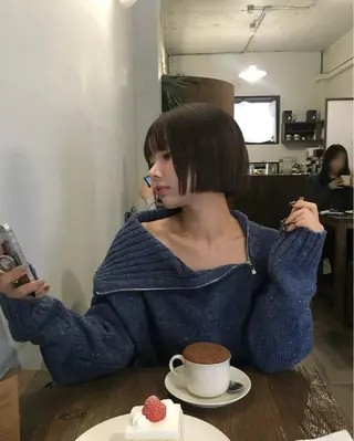 ショート カラー ボブ.顔周りカット カット/ユキカのヘアスタイル