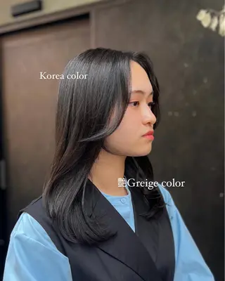 ミディアム カラー soft beige naoki.のヘアスタイル