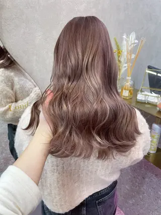 ミディアム カラー rina／ベージュ ワンホン/韓国ヘアのヘアスタイル