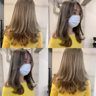 ミディアム カラー 透明感/オリーブ/ グレージュ/YUKAのヘアスタイル