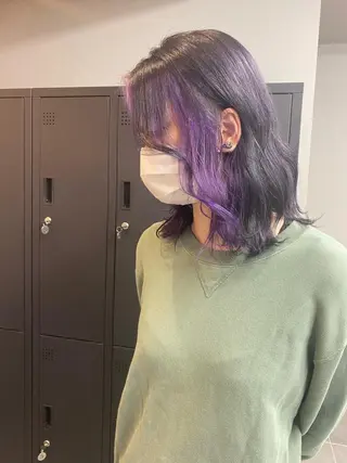 ミディアム maco 艶感ハイトーン🦋のヘアスタイル