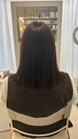 ミディアム カラー ハイトーン/艶髪/ 暗髪/韓国/sanaのヘアスタイル