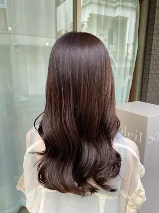 セミロング カラー グレージュ/透明感/ 韓国ヘア/RISAのヘアスタイル