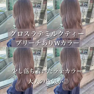 セミロング カラー 💖韓国×王道 ハイトーン💖のヘアスタイル