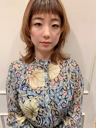 ミディアム カラー パーマ la fith所属・rico_by ヘアとアイブロウのヘアスタイル