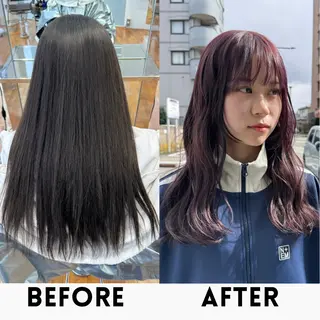 セミロング カラー ブリーチなしWカラー レイヤー/KOHNOのヘアスタイル