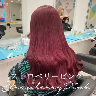 ロング カラー ガーリー♡女の子っぽ ヘア♡ピンクカラー♡のヘアスタイル