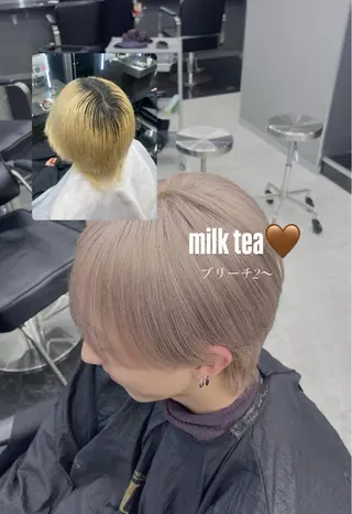 カラー メンズ ミルクティー/透明感 カラー🎀YURIAのヘアスタイル