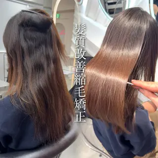 ロング カラー 山崎/ボブ縮毛矯正 レイヤー髪質改善のヘアスタイル