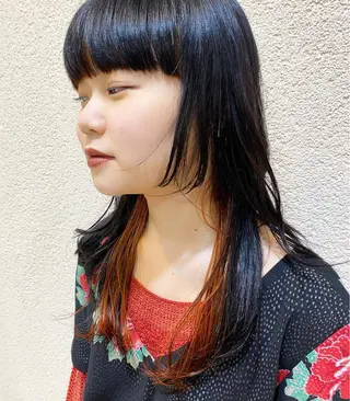 セミロング カラー ヘアアレンジ BELLA阿部野 TOMOMIのヘアスタイル