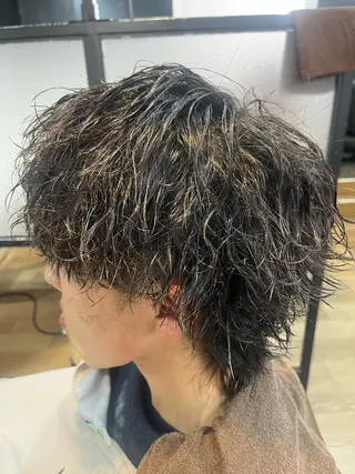 ミディアム パーマ メンズ CHROM TOKYO ALT所属・🎉黒岩 蓮🎉のヘアスタイル