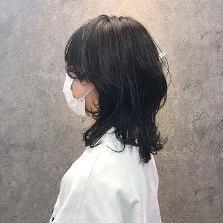 ミディアム 所渉/韓国レイヤー /ウルフカットのヘアスタイル