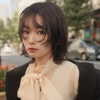 ミディアム カラー パーマ カットモデル募集 /ハナオカユウキのヘアスタイル