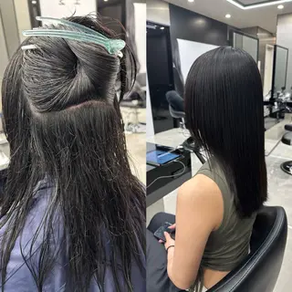 セミロング パーマ HARUKI MINATO japan 仙台店所属・✨【髪質改善/縮毛 矯正】✨ゆうほのヘアスタイル