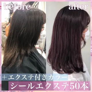 セミロング カラー パーマ ヘアアレンジ 八巻 晴香のヘアスタイル