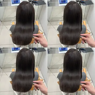 セミロング カラー 髪質改善× ハイライト溝江のヘアスタイル