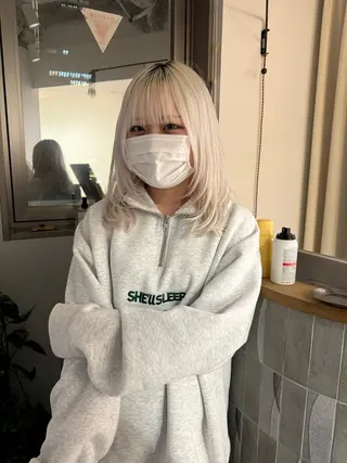 ロング 切りっぱなしボブ レイヤー/縮毛矯正のヘアスタイル