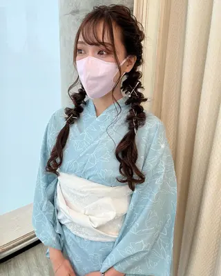 ロング カラー ヘアアレンジ サソウ ユリエ🥥のヘアスタイル