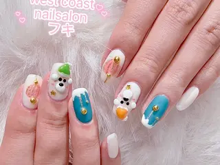 ネイル リボン、ガーリー パーツ放題専門店のネイルデザイン