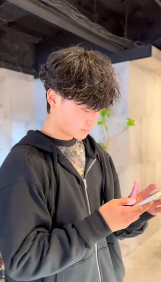 ミディアム パーマ 大阪/梅田/シャドウ パーマ/ノボリユウタのヘアスタイル