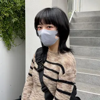 ミディアム カラー パーマ ヘアアレンジ メンズ キッズ ネイル マツエク・マツパ アイブロウ casane所属・暖色・前髪カット 🎗️佐藤ゆみこのヘアスタイル