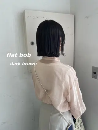 ミディアム カラー 切りっぱなしボブ ソノキユウカのヘアスタイル