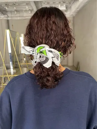 ミディアム パーマ 透明感カラー/パーマ オレンジmiyo⭐️のヘアスタイル