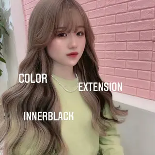 ロング カラー エクステ🩵ブリーチ 韓国ヘア🩵KAEのヘアスタイル