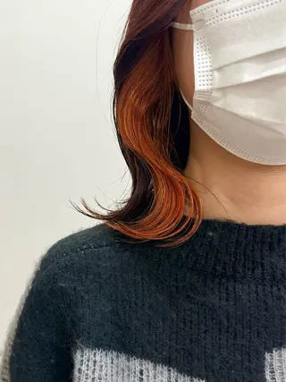 ミディアム カラー 切りっぱなしボブ/ ブリーチカラー/大塚のヘアスタイル