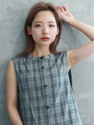 ミディアム 柔らかい透明感カラー 髪質改善/神戸のヘアスタイル