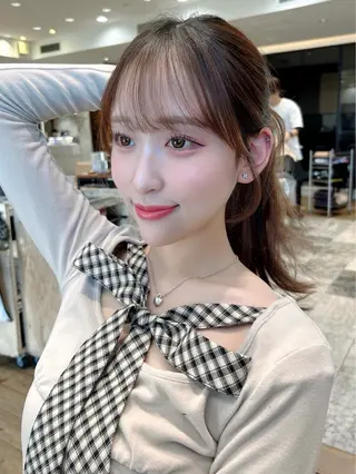 セミロング カラー パーマ ヘアアレンジ 新宿✨顔周りカット 韓国ヘア/坂本亜裟海のヘアスタイル