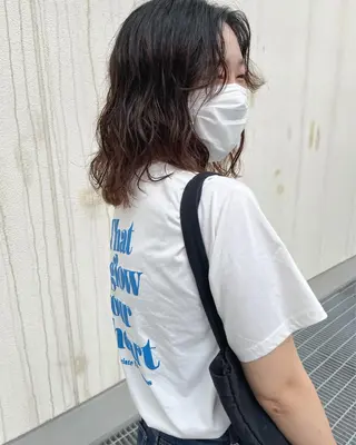 ミディアム パーマ ﾊｲﾄｰﾝ/ｼｮｰﾄ 村上淳乃🐥のヘアスタイル