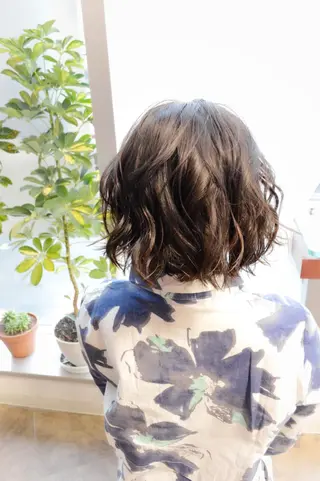 ミディアム パーマ 星 沙織のヘアスタイル