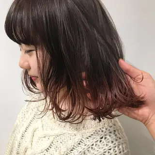 ミディアム カラー レイヤー/顔周り /AKARIのヘアスタイル