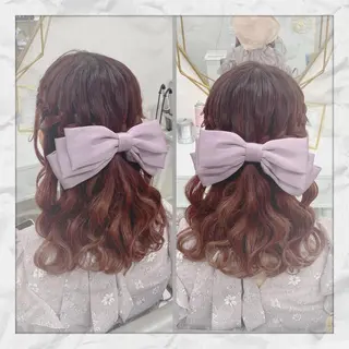 セミロング ヘアアレンジ ヘアセット/着付け 𓇼 松本 夏美𓇼のヘアスタイル