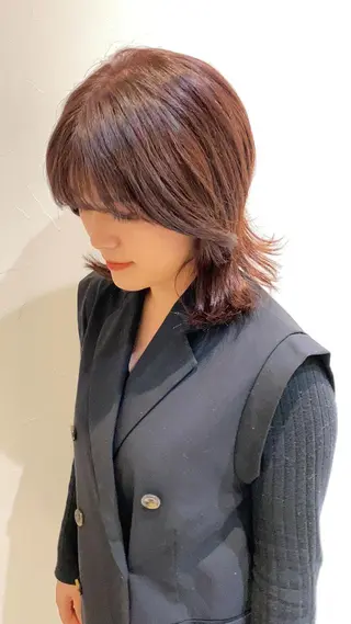 ミディアム カラー i.osaka所属・たつ/レイヤーカット 顔周り/髪質改善のヘアスタイル