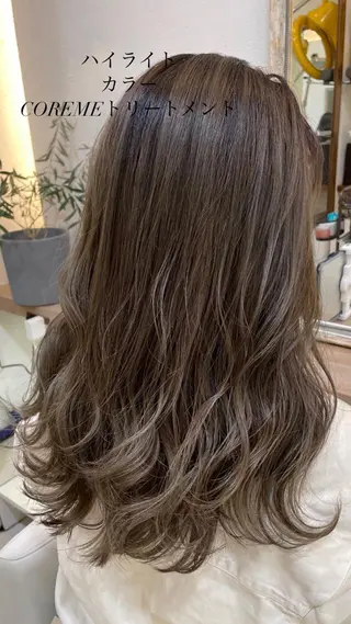 セミロング カラー 艶質改善/縮毛矯正 ササキナツミのヘアスタイル