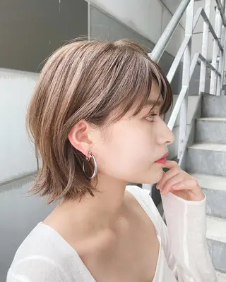 ショート カラー ボブ、ミディアム得意 🤍Emmy🤍のヘアスタイル