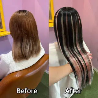 ロング シール＋ちび編み込み エクステ梅田🐨のヘアスタイル