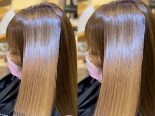 ミディアム ブリーチなしダブル カラー縮毛矯正　下野のヘアスタイル