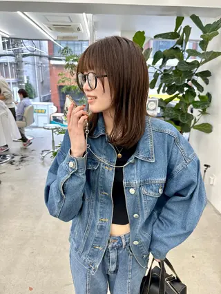 セミロング カラー ボブ/レイヤー/ケア パーマ/リュウタのヘアスタイル