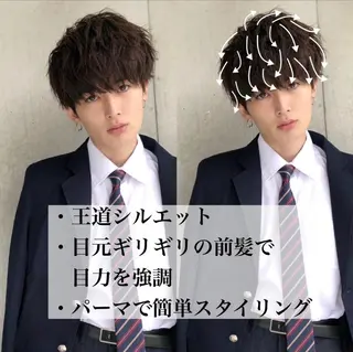 ショート パーマ メンズ 赤み消し🌿 透明感カラー🫧のヘアスタイル